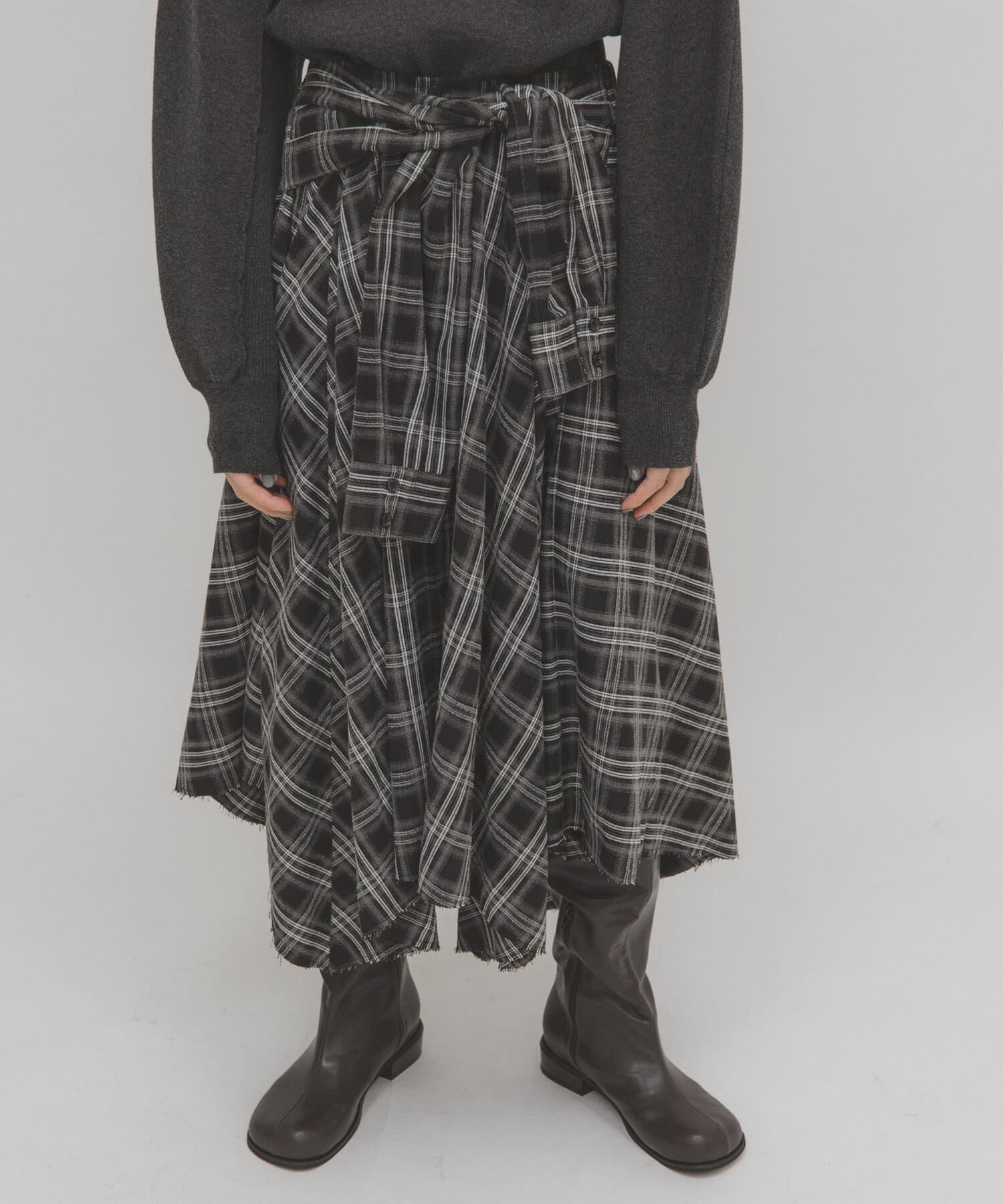  「ノットデザインチェックスカート」|スカート|