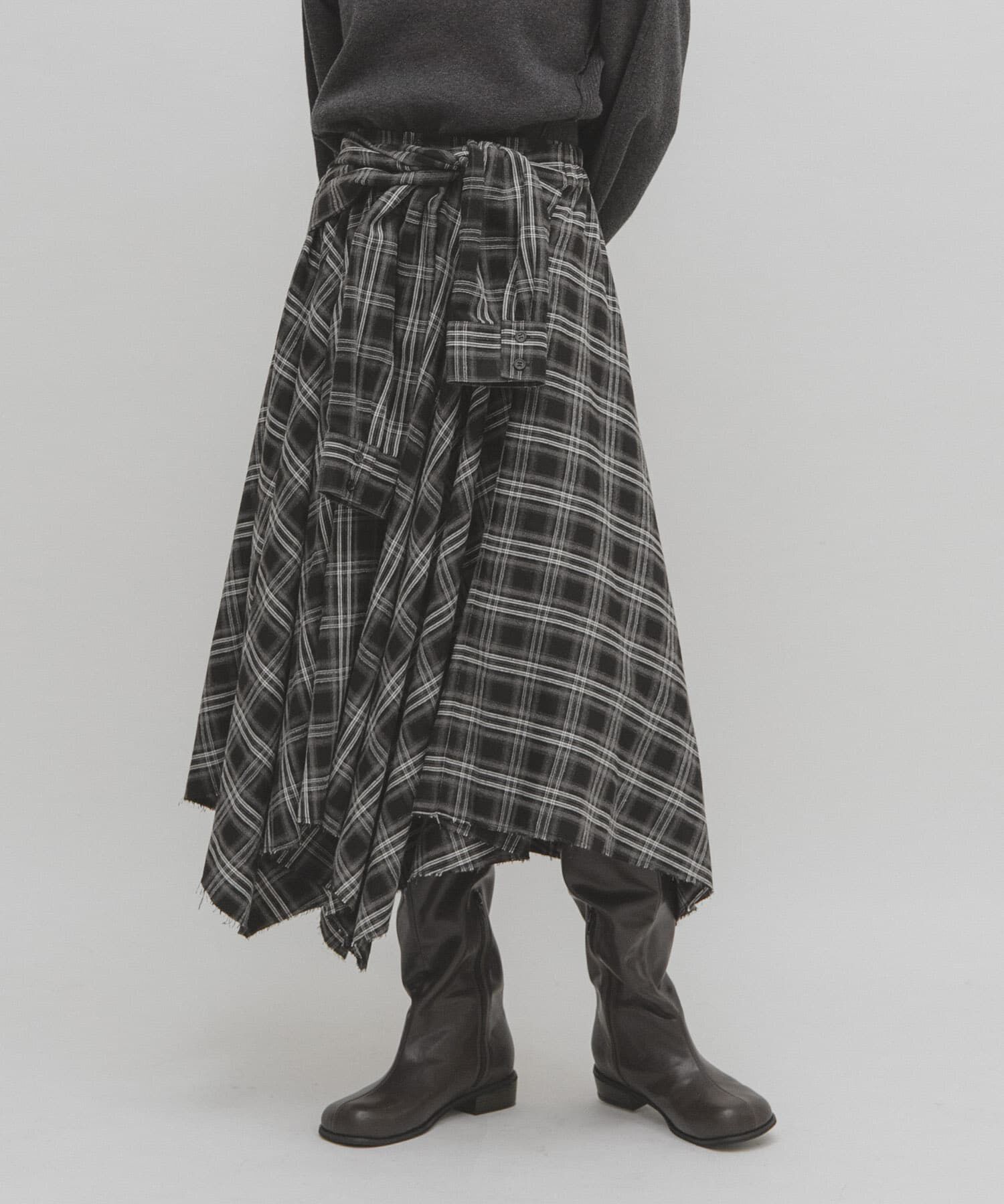  「ノットデザインチェックスカート」|スカート|