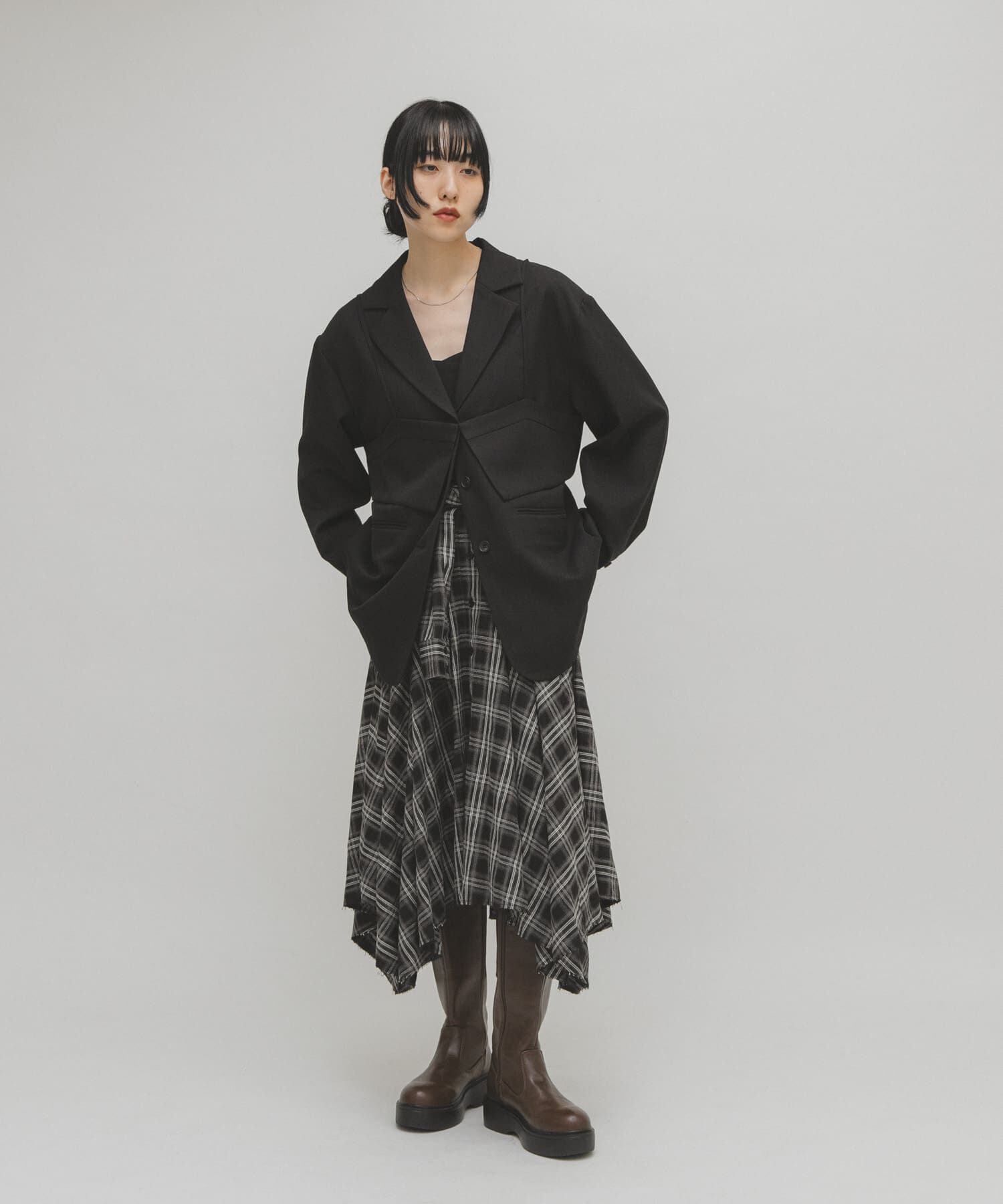  「ノットデザインチェックスカート」|スカート|