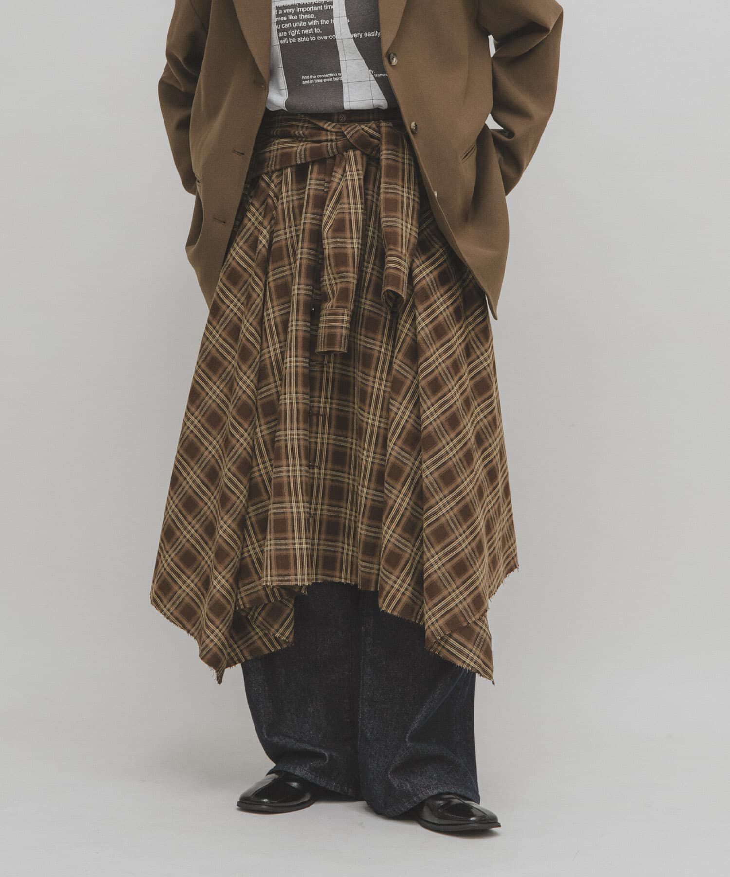  「ノットデザインチェックスカート」|スカート|