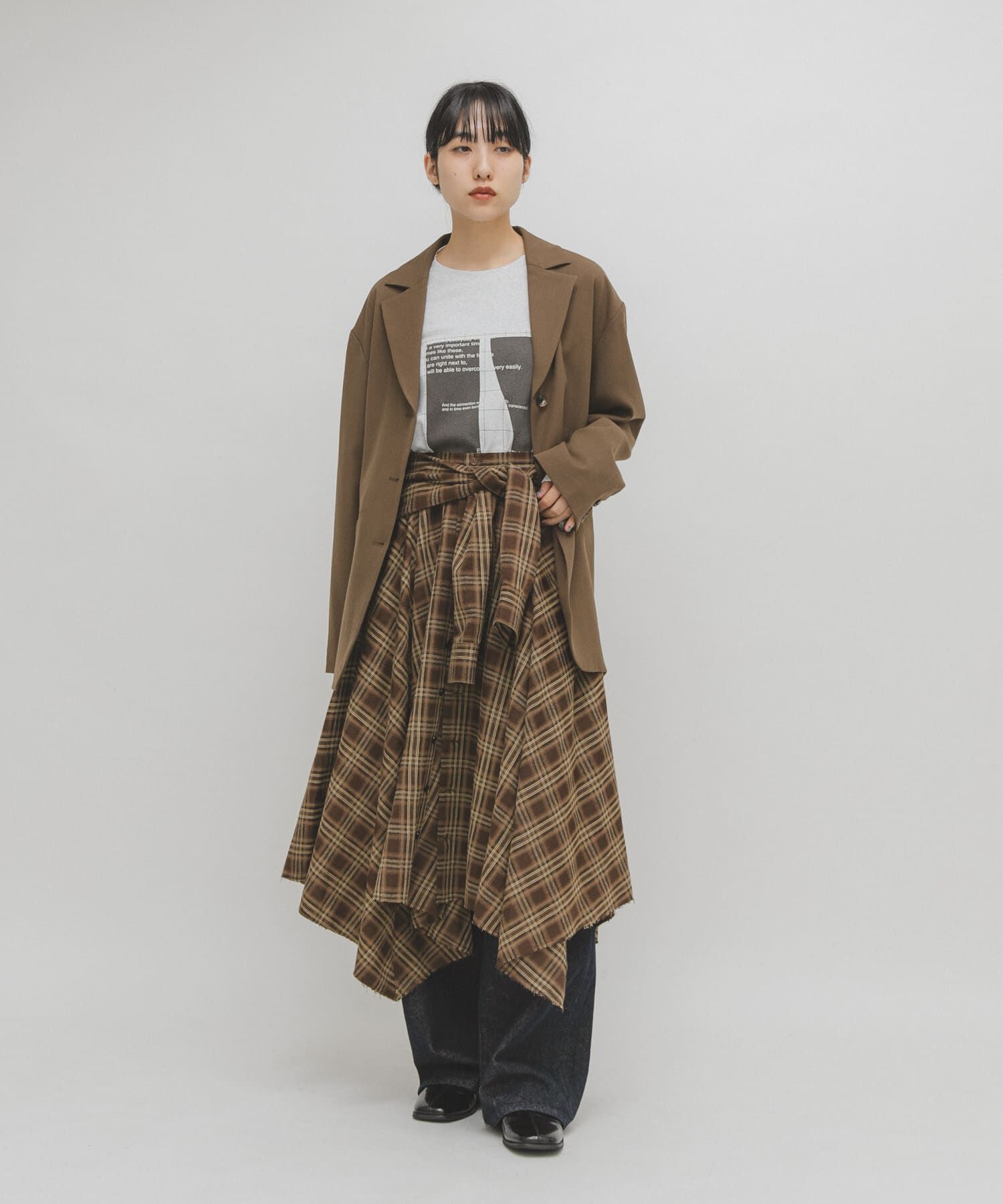  「ノットデザインチェックスカート」|スカート|