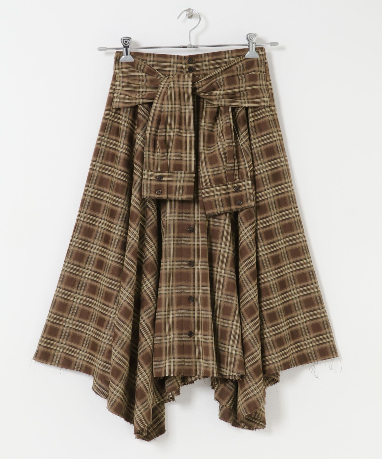  「ノットデザインチェックスカート」|スカート|