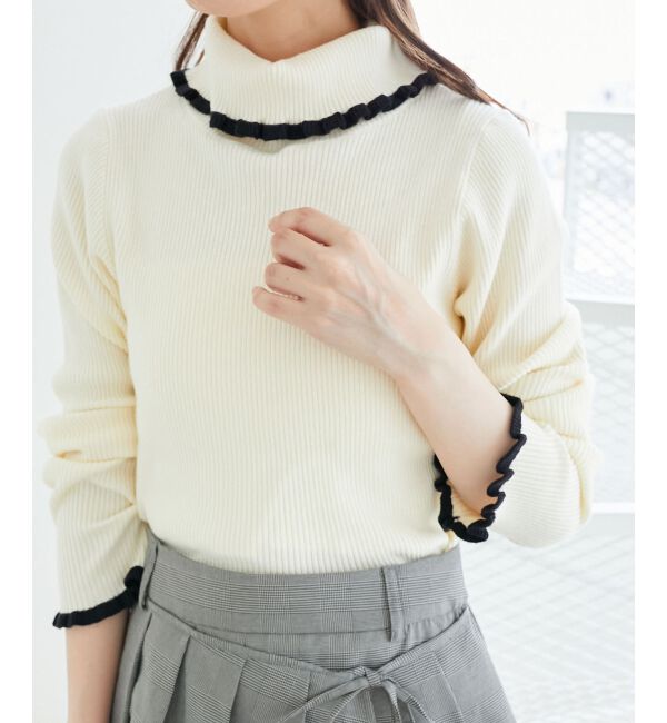  「プチフリルタートルニット」|ニット・セーター|