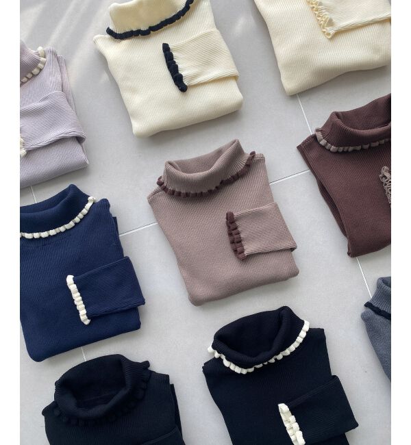 「プチフリルタートルニット」|ニット・セーター|