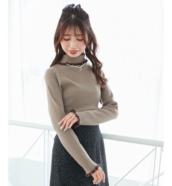  「プチフリルタートルニット」|ニット・セーター|