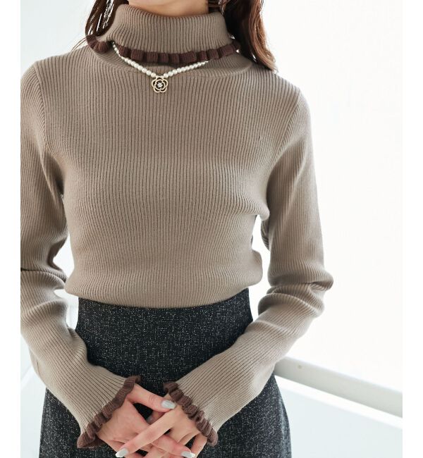  「プチフリルタートルニット」|ニット・セーター|