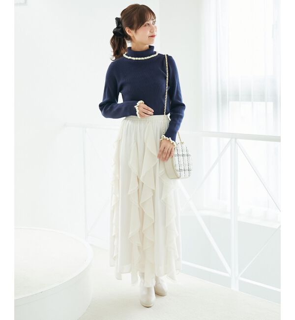  「プチフリルタートルニット」|ニット・セーター|