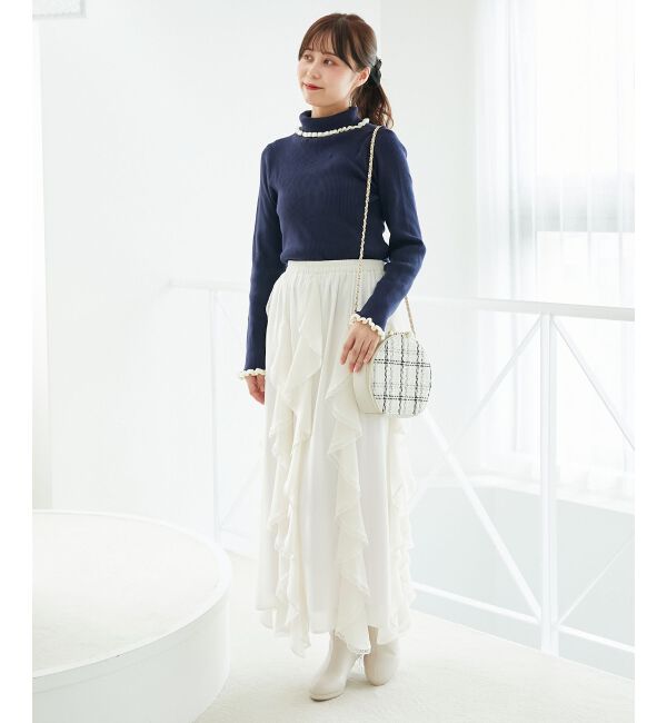  「プチフリルタートルニット」|ニット・セーター|