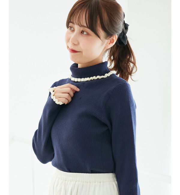  「プチフリルタートルニット」|ニット・セーター|