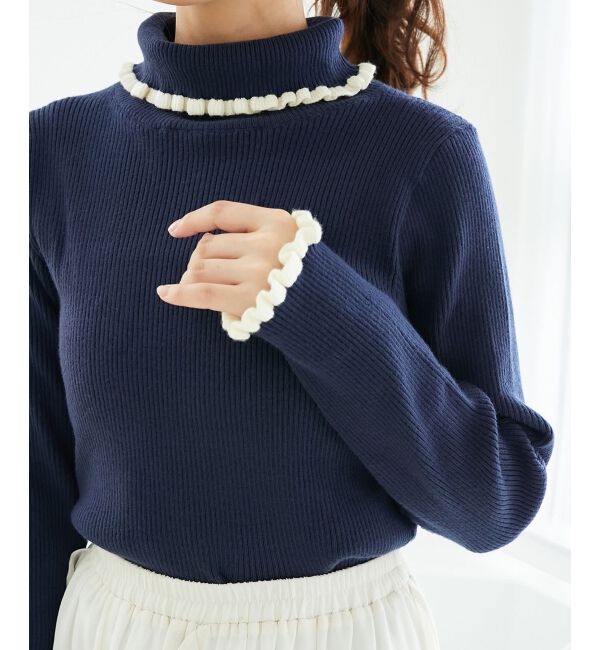  「プチフリルタートルニット」|ニット・セーター|