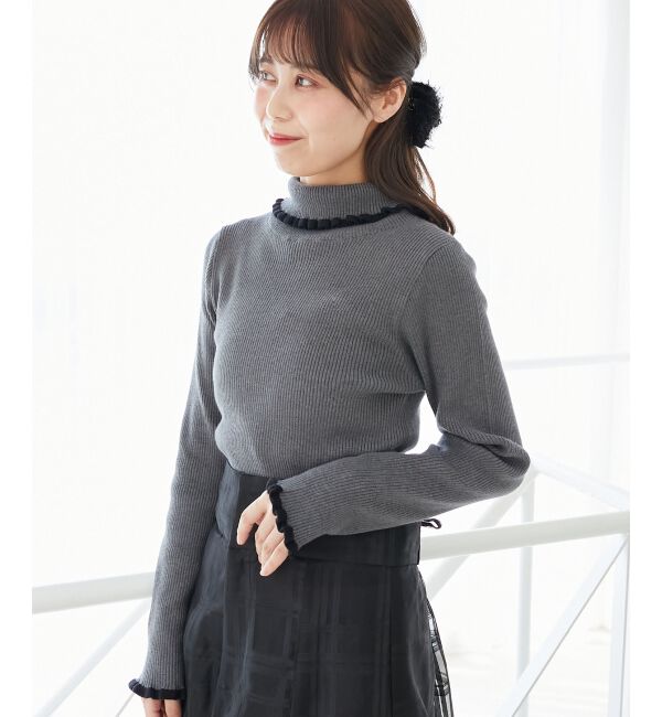  「プチフリルタートルニット」|ニット・セーター|