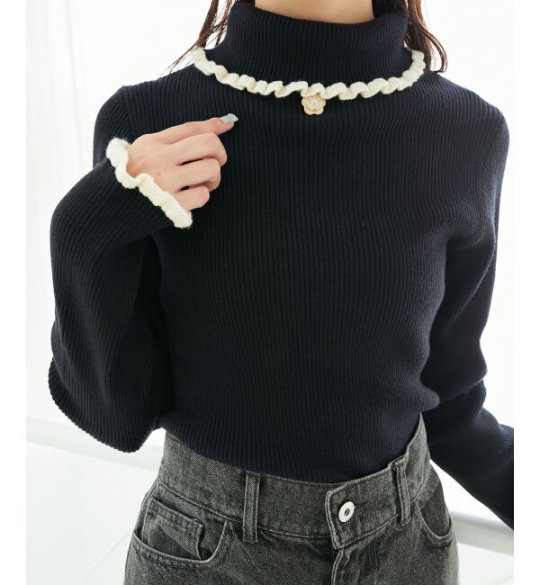  「プチフリルタートルニット」|ニット・セーター|