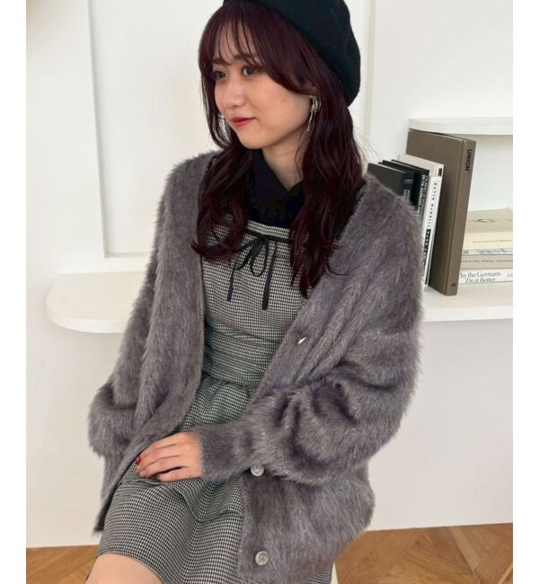  「キラメキシャギーミディカーディガン」|カーディガン|