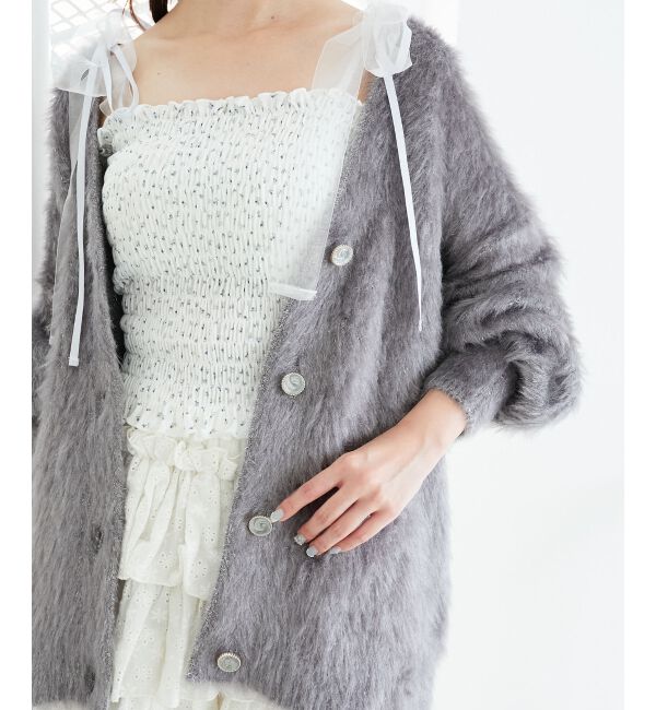  「キラメキシャギーミディカーディガン」|カーディガン|