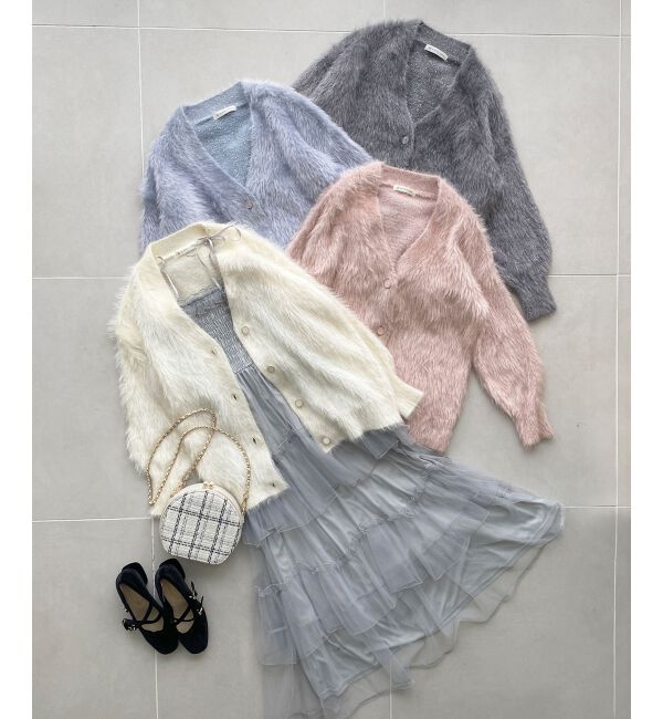  「キラメキシャギーミディカーディガン」|カーディガン|