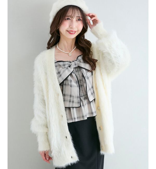  「キラメキシャギーミディカーディガン」|カーディガン|