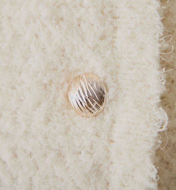  「【WEB限定】ゴールドボタン半袖ツイード風カーディガン」|ニット・セーター|