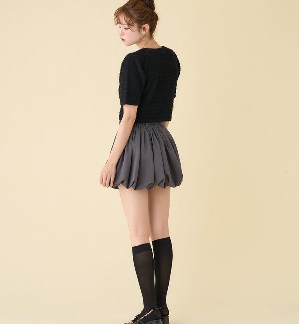  「【WEB限定】ゴールドボタン半袖ツイード風カーディガン」|ニット・セーター|