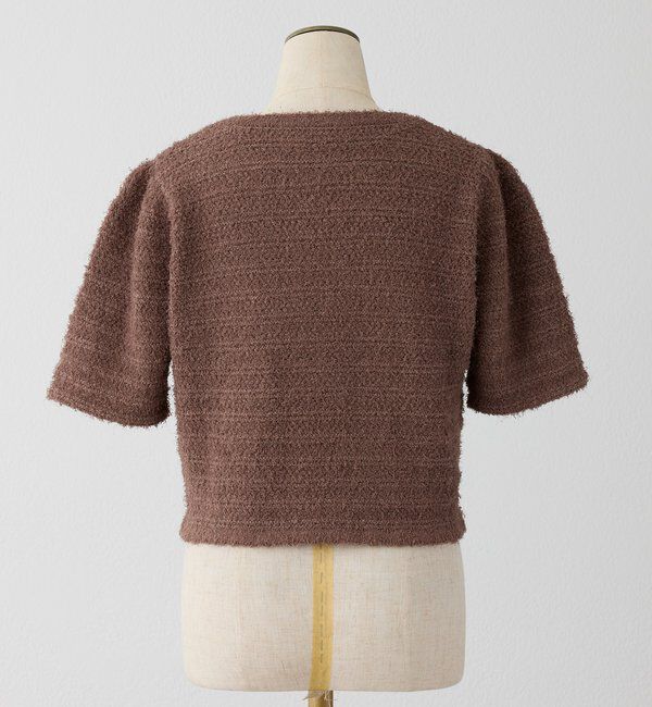  「【WEB限定】ゴールドボタン半袖ツイード風カーディガン」|ニット・セーター|