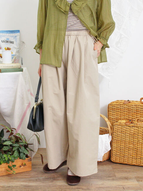 Samansa Mos2「ドローコードデザインワイドパンツ」|その他|ベージュ