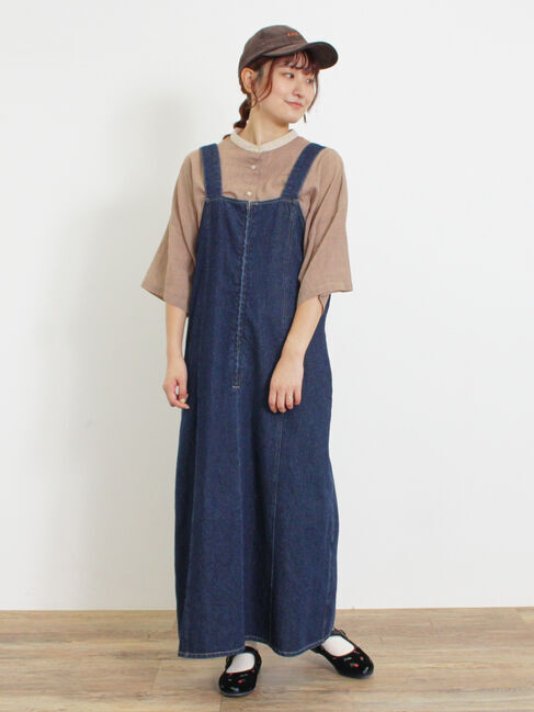 Samansa Mos2「【Sサイズ WEB限定】デニムジップジャンスカ」|ワンピース|ネイビー