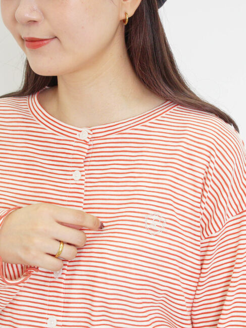 Samansa Mos2「ワンポイント刺繍シアーボーダーカーディガン」|カーディガン|