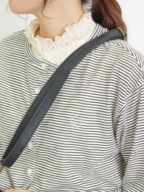 Samansa Mos2「ワンポイント刺繍シアーボーダーカーディガン」|カーディガン|