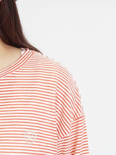 Samansa Mos2「ワンポイント刺繍シアーボーダーカーディガン」|カーディガン|