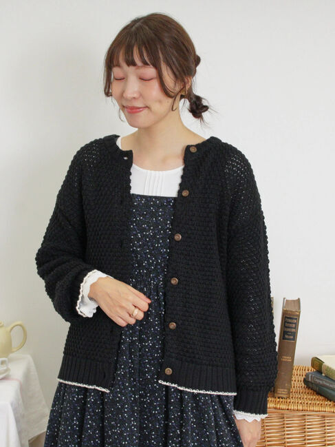 Samansa Mos2「ラーベン編み前後2WAYニット」|カーディガン|