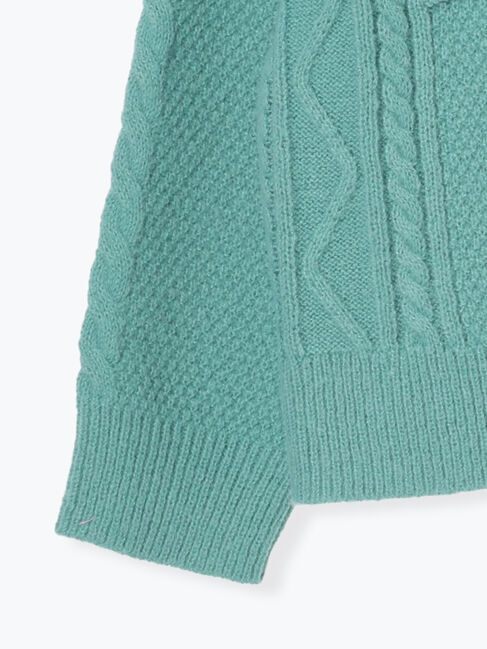 Samansa Mos2「パッチワークケーブル前後2WAYニット」|カーディガン|