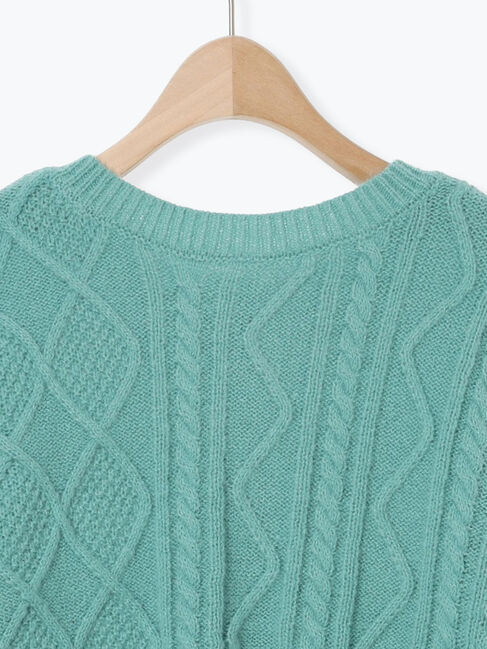 Samansa Mos2「パッチワークケーブル前後2WAYニット」|カーディガン|