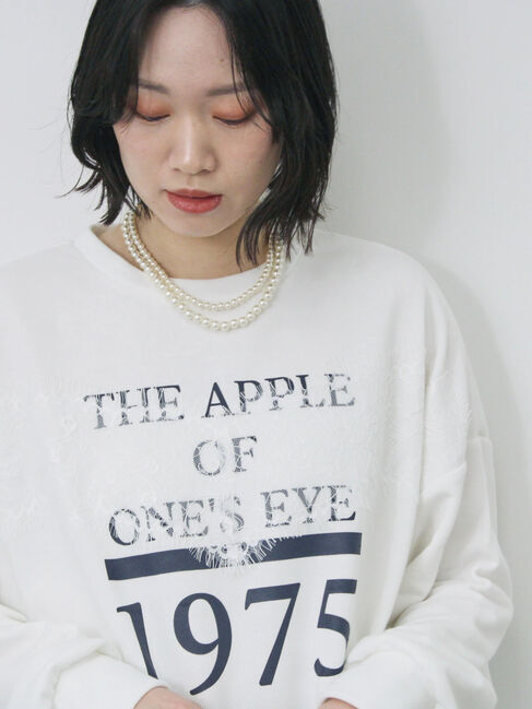 Samansa Mos2 blue「◎ロゴレーススウェット」|Tシャツ・カットソー|