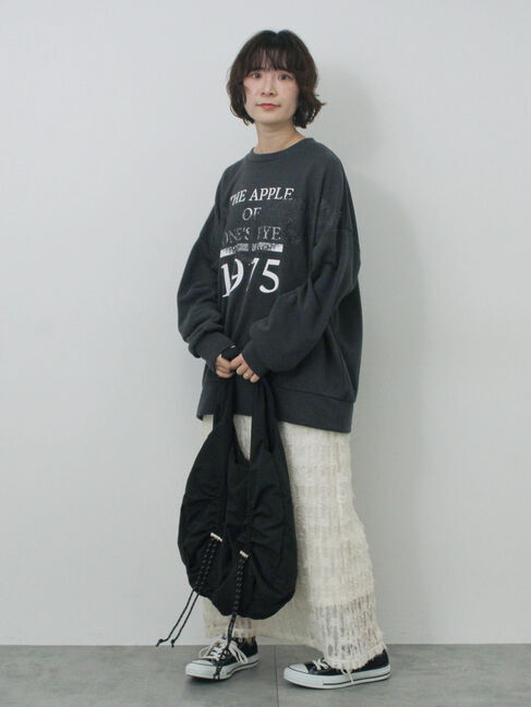 Samansa Mos2 blue「◎ロゴレーススウェット」|Tシャツ・カットソー|