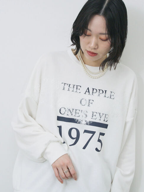 Samansa Mos2 blue「◎ロゴレーススウェット」|Tシャツ・カットソー|