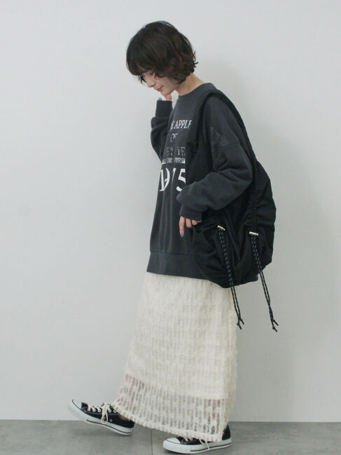 Samansa Mos2 blue「◎ロゴレーススウェット」|Tシャツ・カットソー|