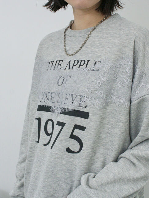 Samansa Mos2 blue「◎ロゴレーススウェット」|Tシャツ・カットソー|