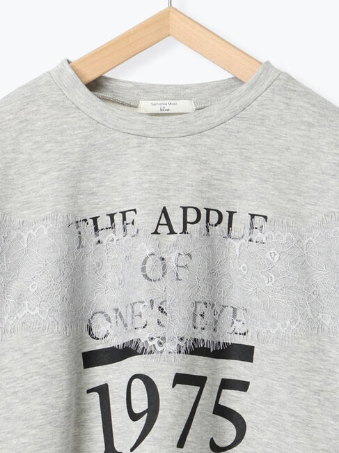 Samansa Mos2 blue「◎ロゴレーススウェット」|Tシャツ・カットソー|