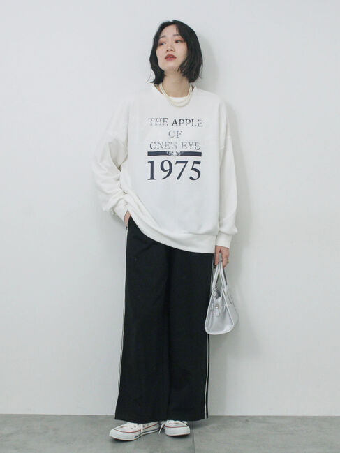 Samansa Mos2 blue「◎ロゴレーススウェット」|Tシャツ・カットソー|