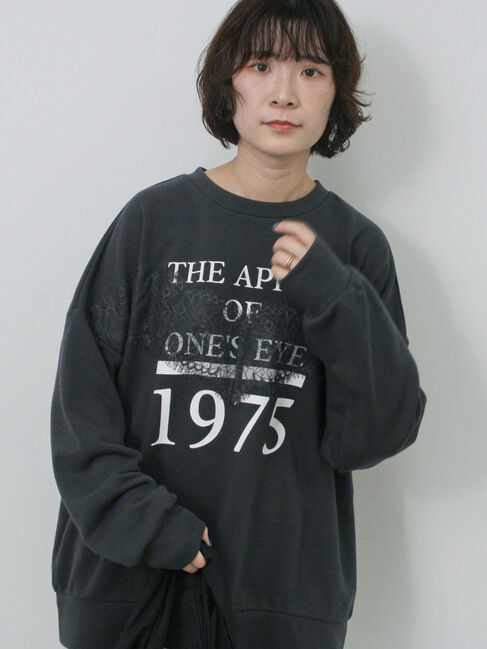 Samansa Mos2 blue「◎ロゴレーススウェット」|Tシャツ・カットソー|