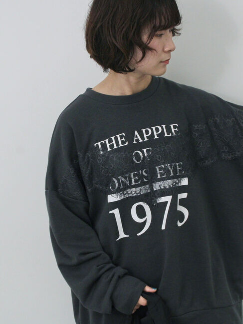 Samansa Mos2 blue「◎ロゴレーススウェット」|Tシャツ・カットソー|