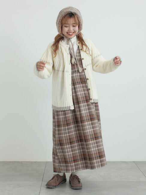 Samansa Mos2「ラウンド切替ステッチ前後2WAYニット」|カーディガン|