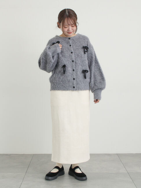 Samansa Mos2「リボン付きニットカーディガン」|カーディガン|