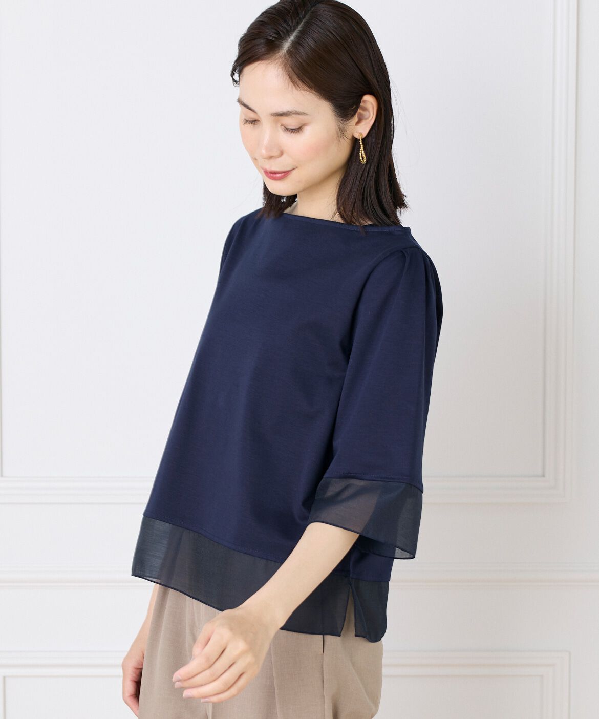 DAY by DAY it&rsquo;s international「シアー切替えプルオーバー」|Tシャツ・カットソー|ネイビー