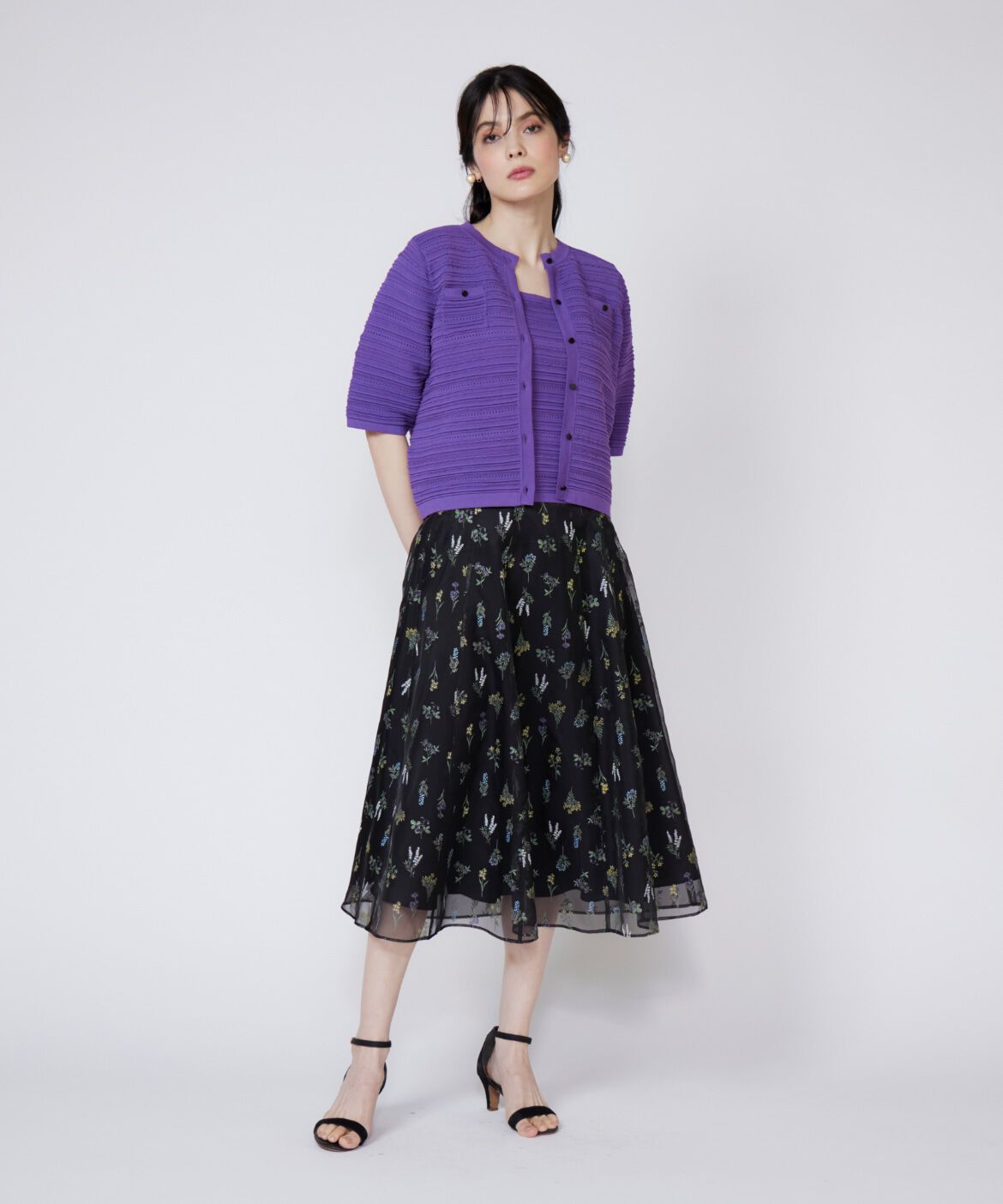 Maglie le cassetto「《大きいサイズ》ピンタック柄ニットジャケット」|カーディガン|