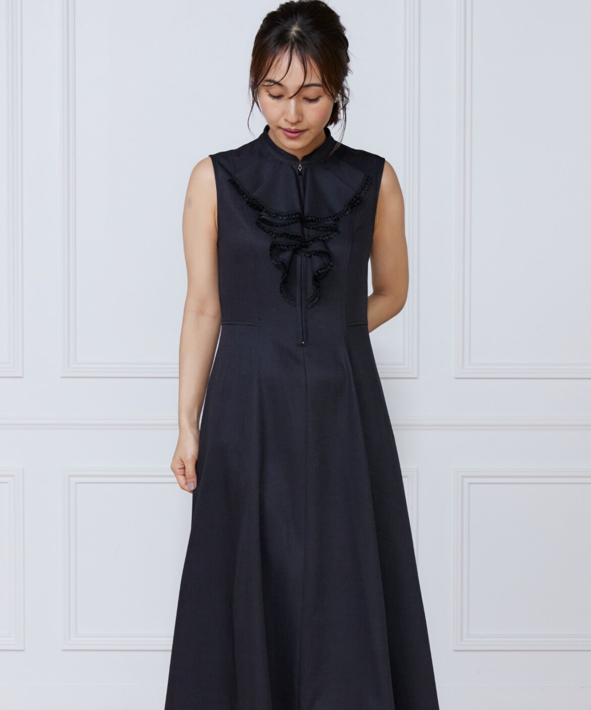 ef-de Black「デニムプリントラッフルワンピース」|ワンピース|