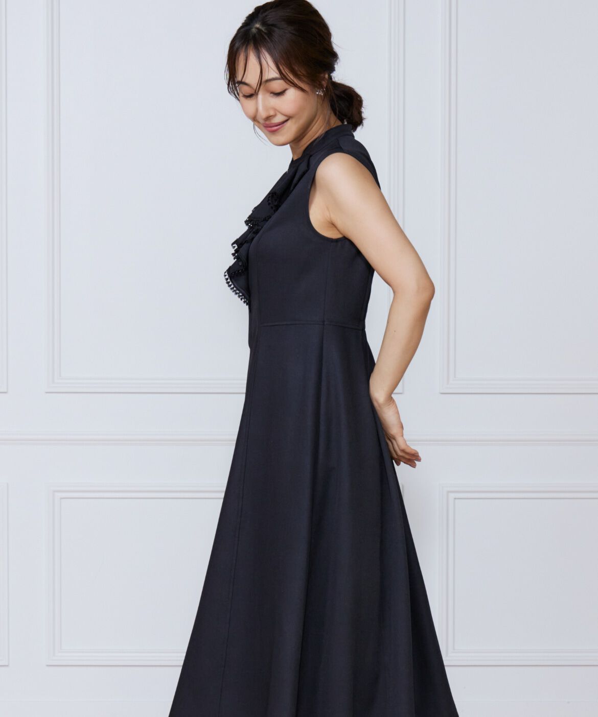 ef-de Black「デニムプリントラッフルワンピース」|ワンピース|