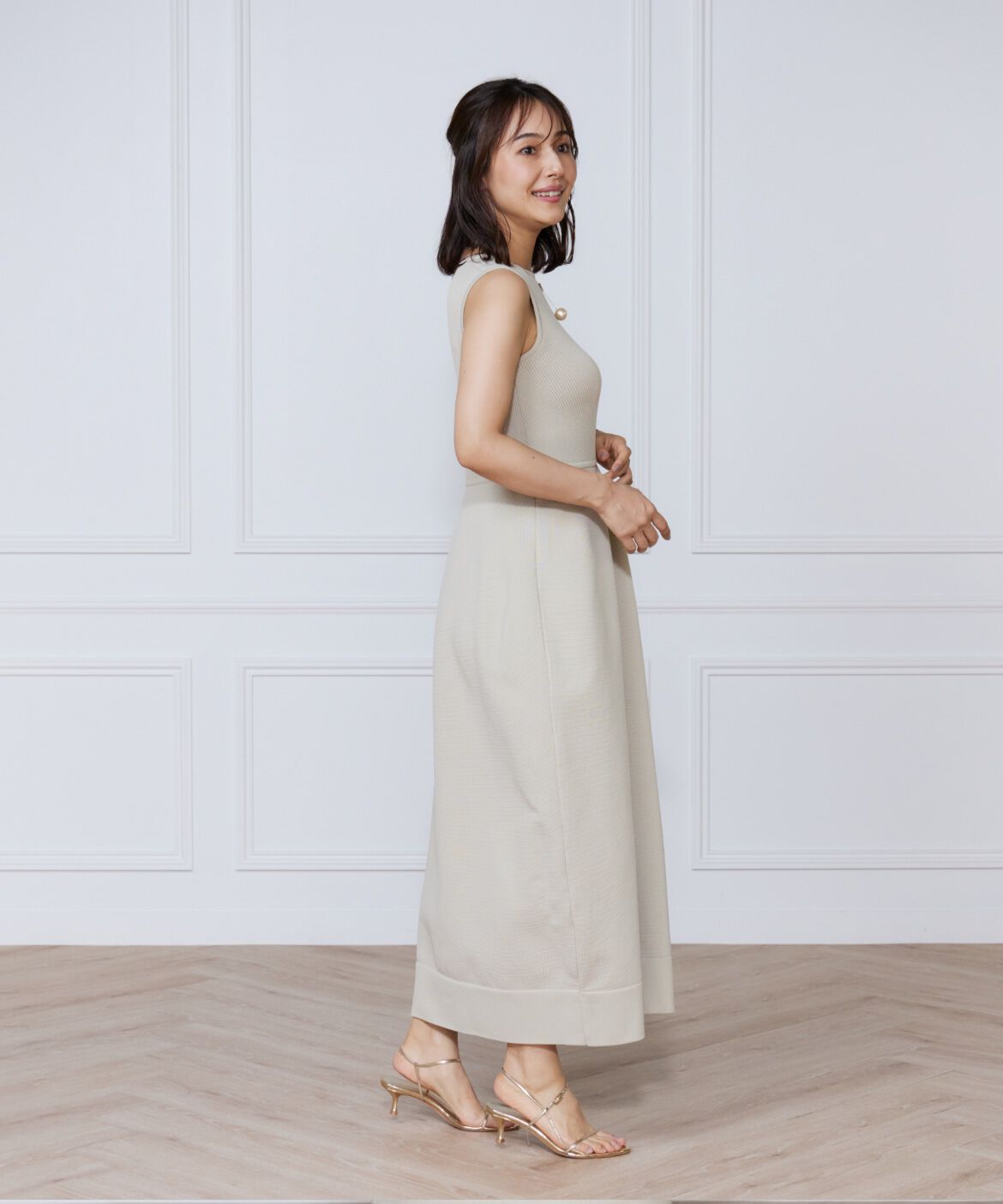 ef-de Black「リブ&times;天竺ベルシェイプニットワンピース」|ワンピース|