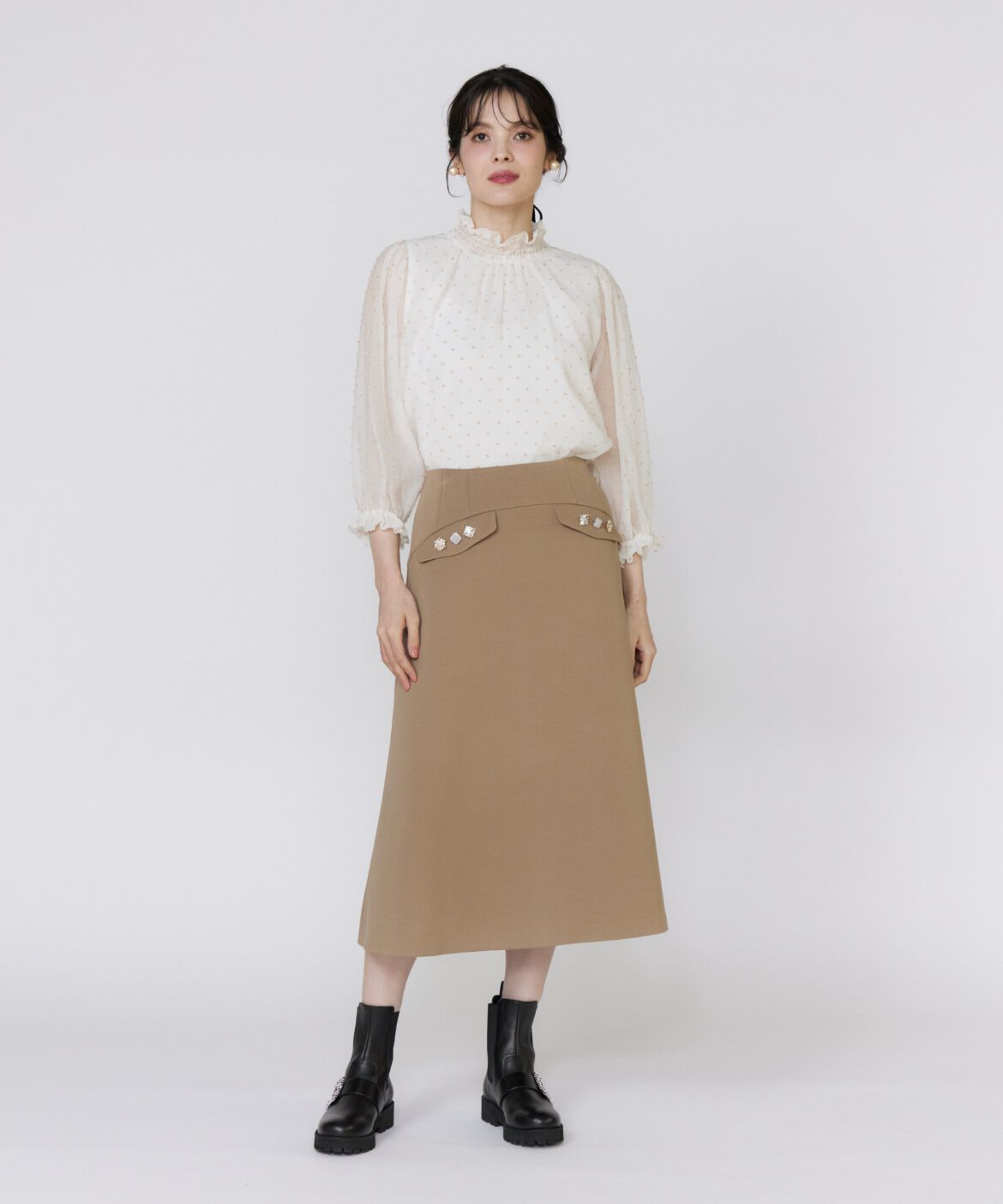 Maglie le cassetto「《大きいサイズ》ドットラメ楊柳ジャガードブラウス《M Maglie le cassetto》」|シャツ・ブラウス|