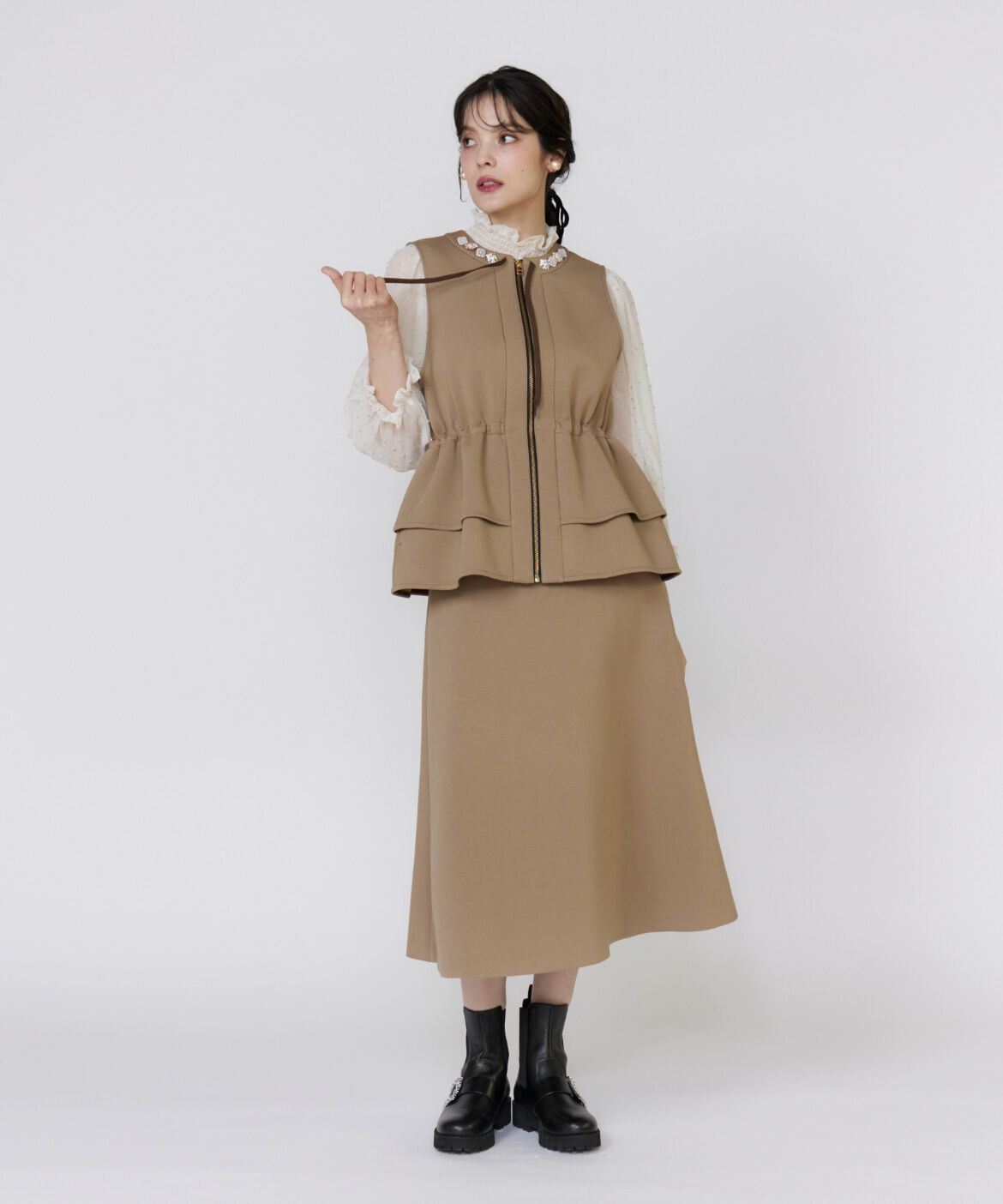 Maglie le cassetto「《大きいサイズ》ドットラメ楊柳ジャガードブラウス《M Maglie le cassetto》」|シャツ・ブラウス|