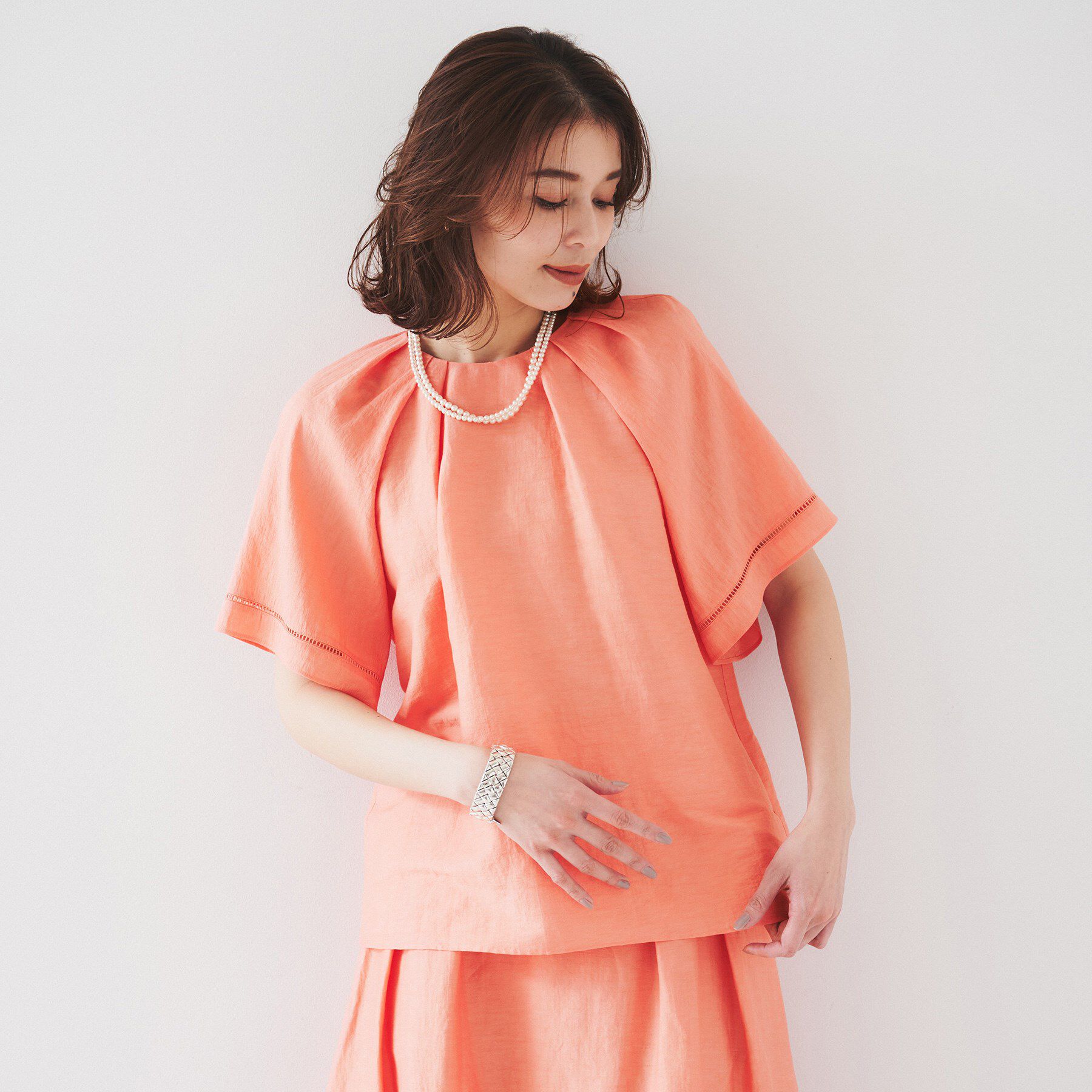 UNTITLED「◆【セットアップ可能】リネン混 タックブラウス」|シャツ・ブラウス|